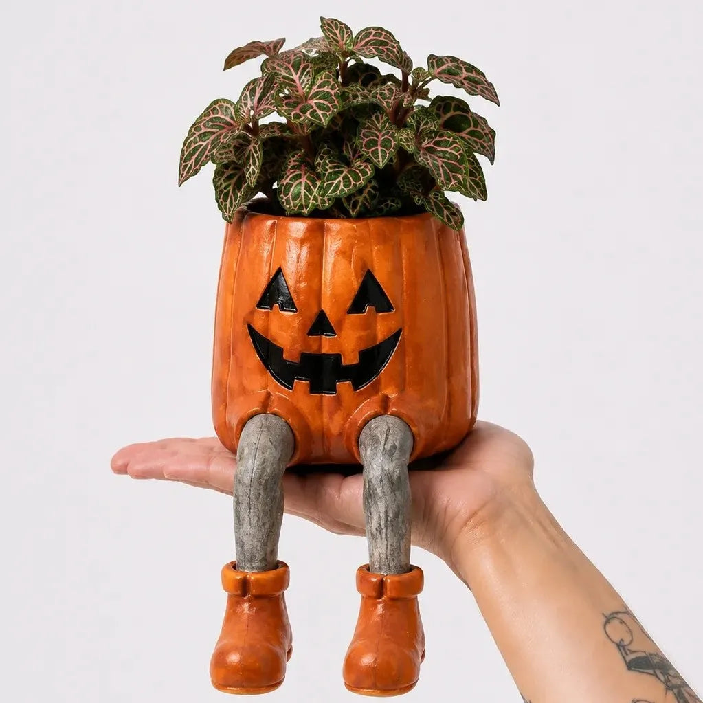 Halloween Hanging Leg Planter – Hand-Painted Resin Succulent Pot