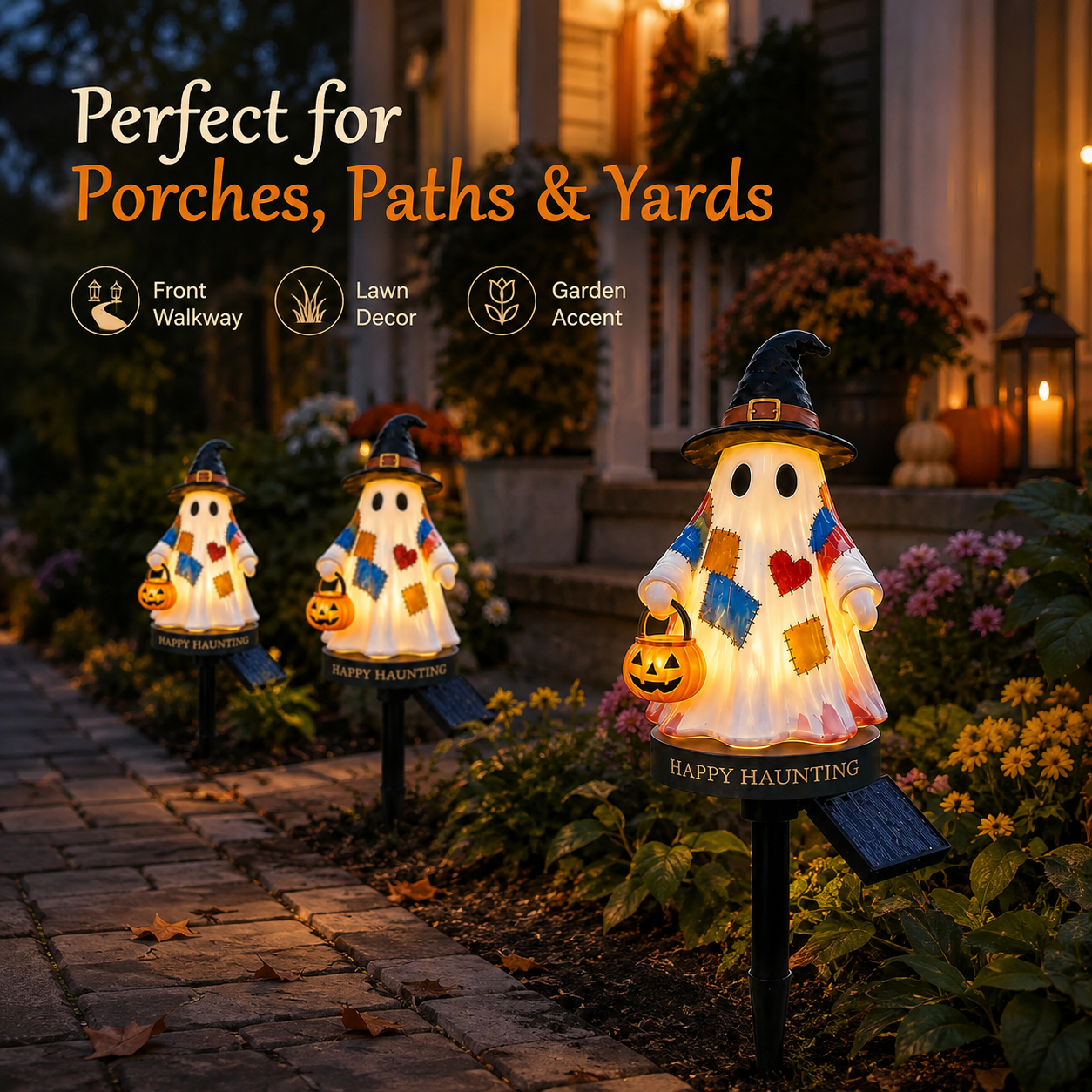 Solar Halloween Ghost Pathway Lights – Glowing Garden Stakes