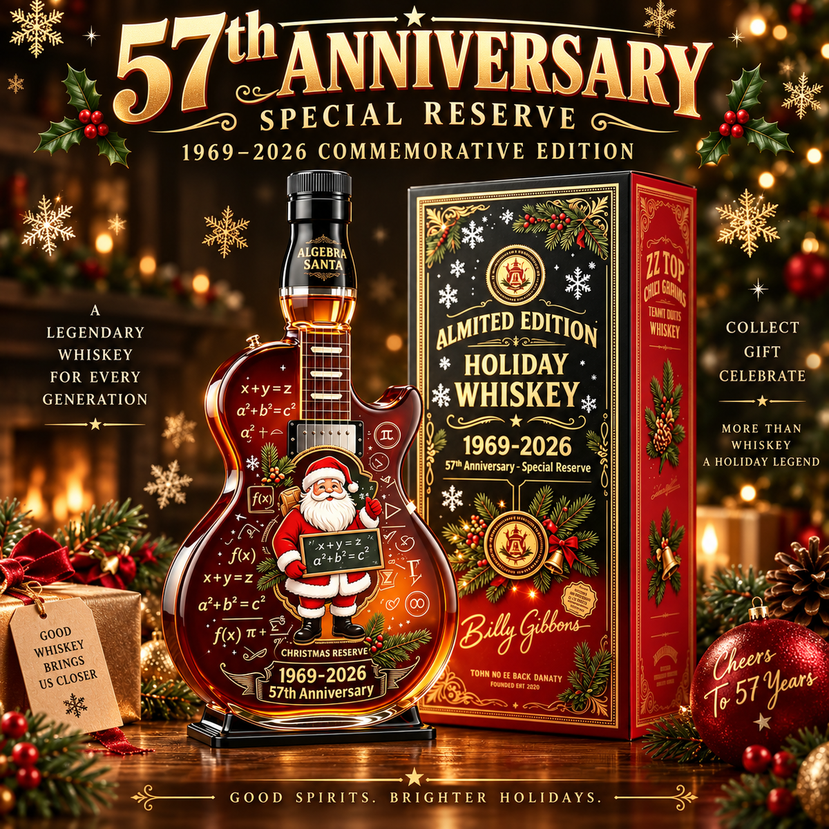 1969 Christmas Guitar Whiskey Decanter – 57th Birthday Collector Gift