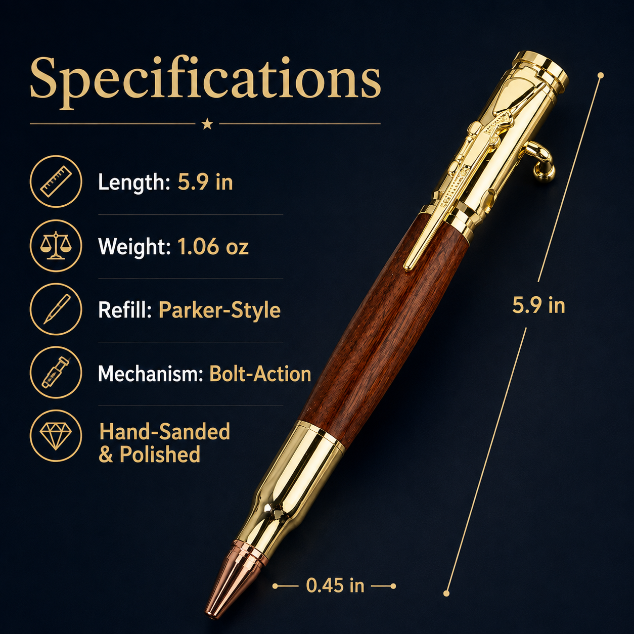 Handmade Bolt-Action Wooden Pen – Real Wood. Satisfying Bolt Action. Made to Be Kept.