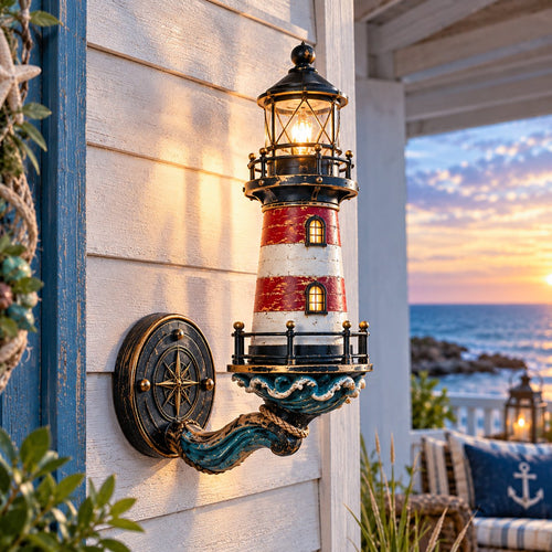 🌊Vintage Coastal Lighthouse Wall Light – Warm Nautical Home Decor