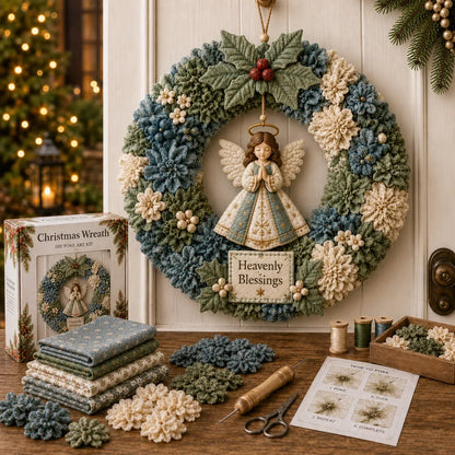 Heavenly Blessings Angel poke art wreath DIY kit with materials and step-by-step instructions
