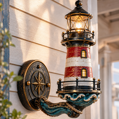 🌊Vintage Coastal Lighthouse Wall Light – Warm Nautical Home Decor