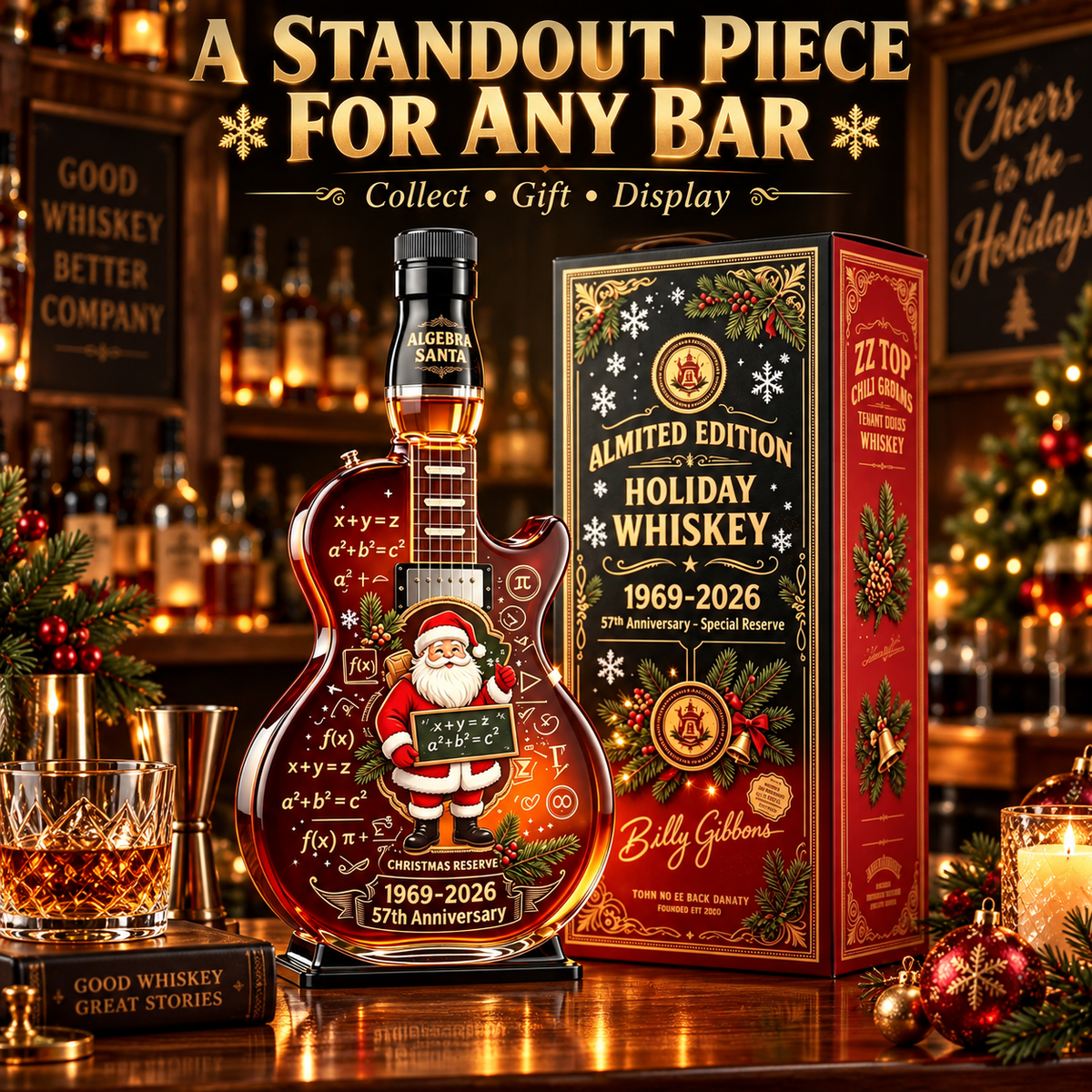 1969 Christmas Guitar Whiskey Decanter – 57th Birthday Collector Gift