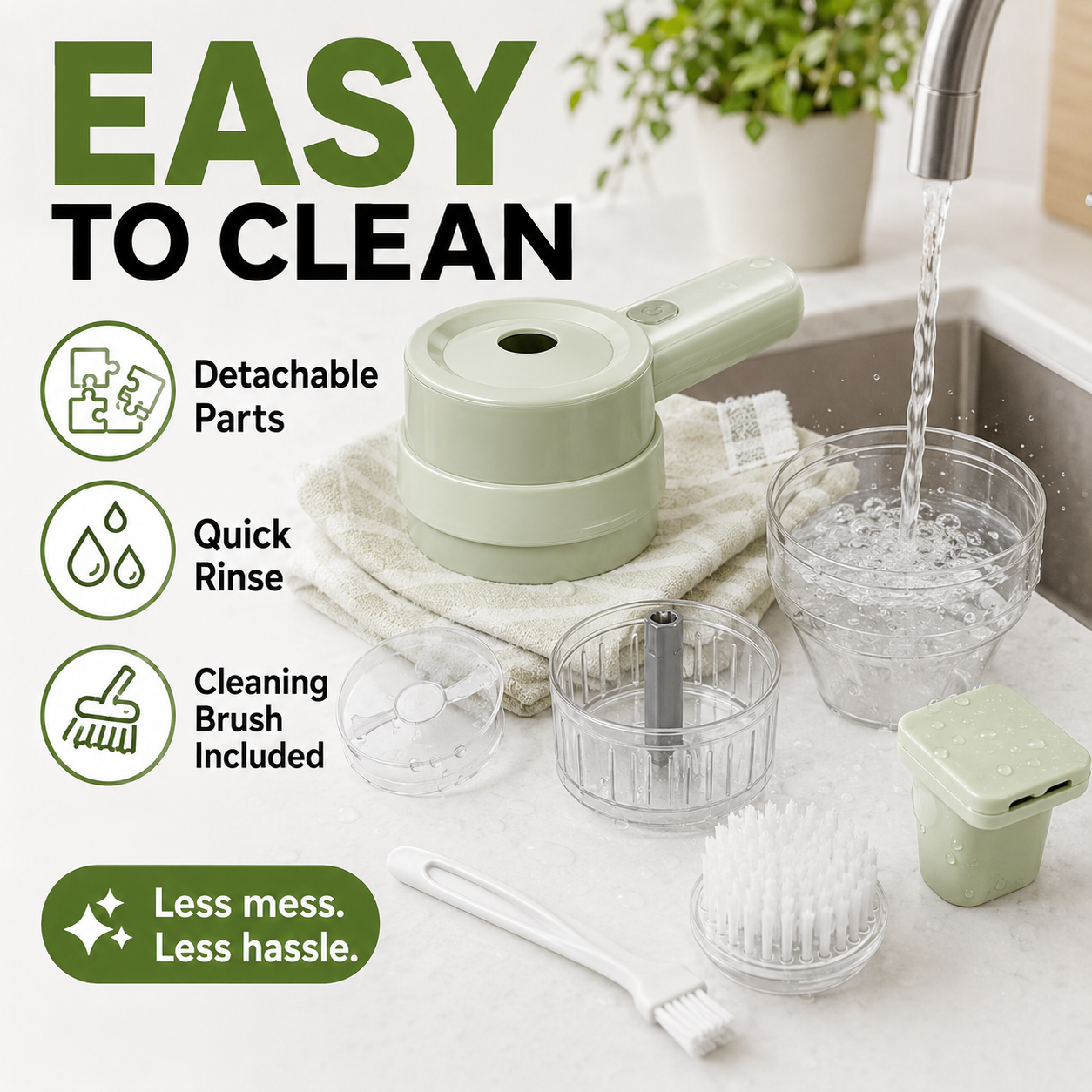 4-in-1 Cordless Electric Vegetable Cutter – Slice, Chop, Peel & Clean