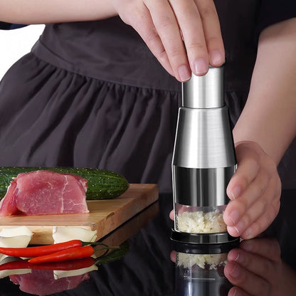 Stainless Steel Manual Food Chopper – Garlic, Ginger & Herb Prep Tool