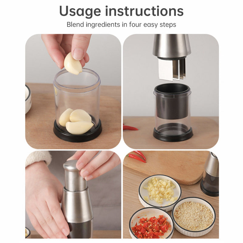 Stainless Steel Manual Food Chopper – Garlic, Ginger & Herb Prep Tool