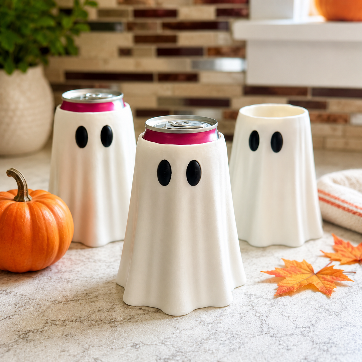 cute spooky ghost can holder for Halloween party table decor
