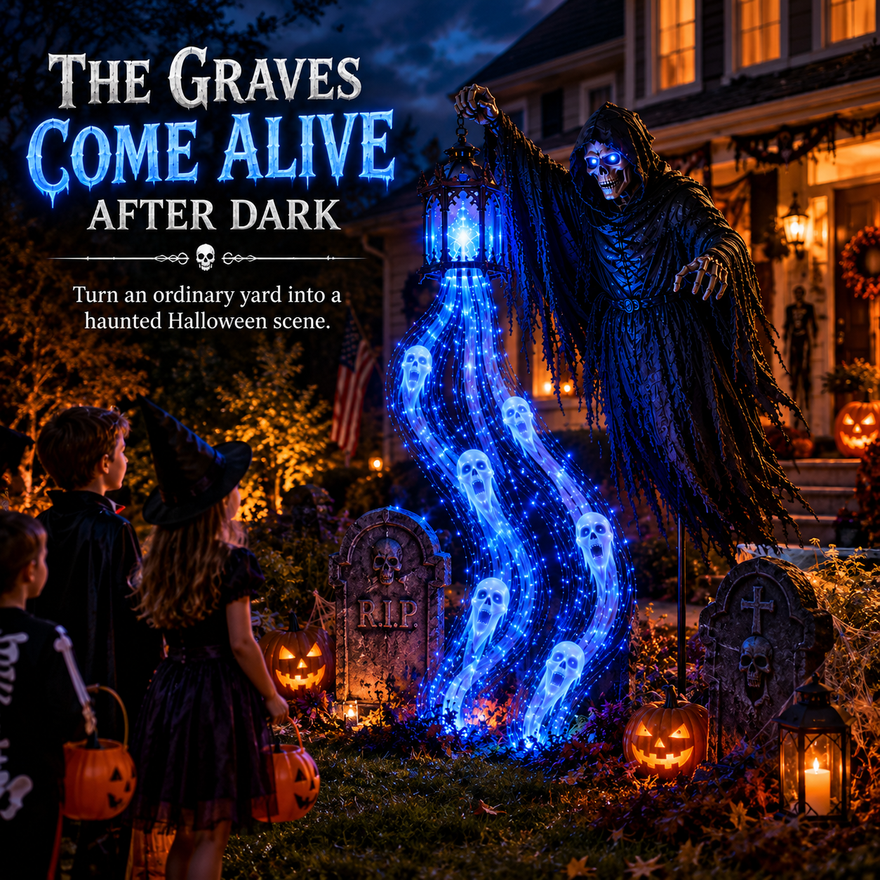 Solar Soul Harvester Halloween Yard Decoration – Animated Glowing Spirit Light
