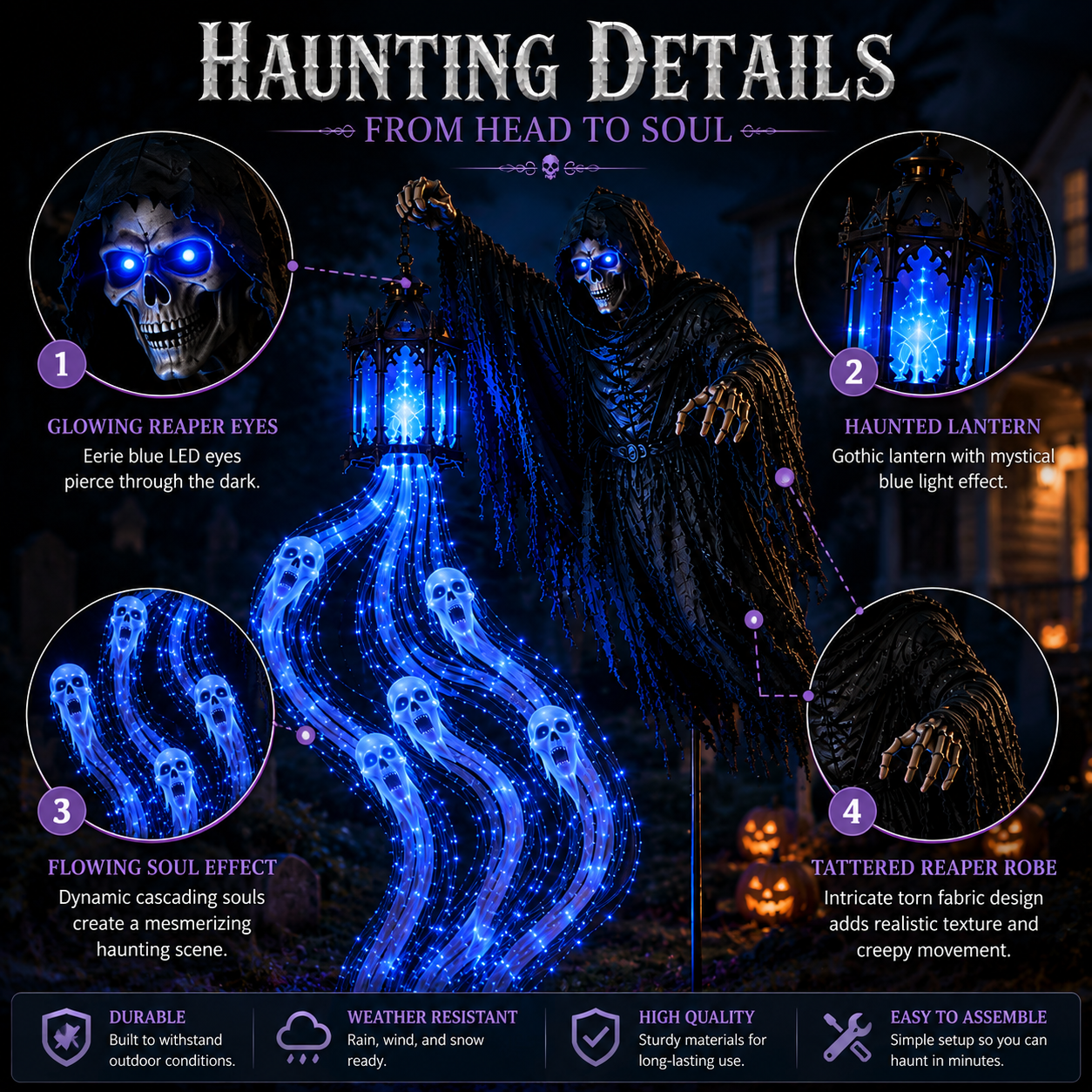Solar Soul Harvester Halloween Yard Decoration – Animated Glowing Spirit Light