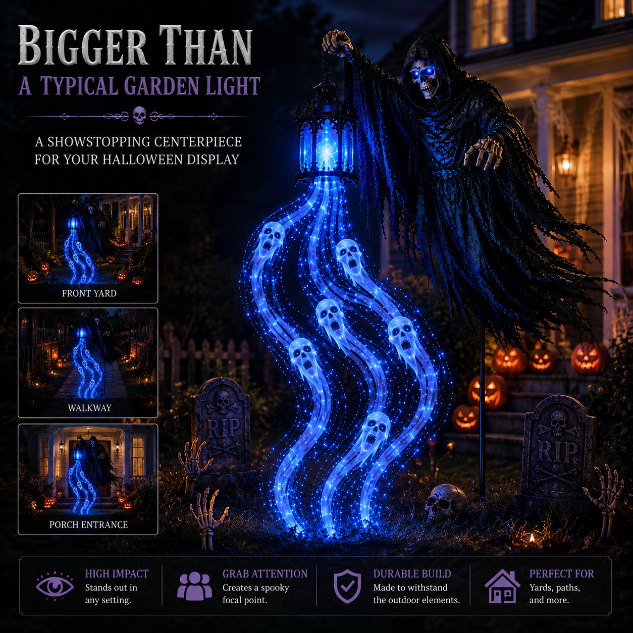 Solar Soul Harvester Halloween Yard Decoration – Animated Glowing Spirit Light
