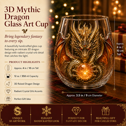 3D Mythic Dragon Glass – Raised Fantasy Collectible Cup
