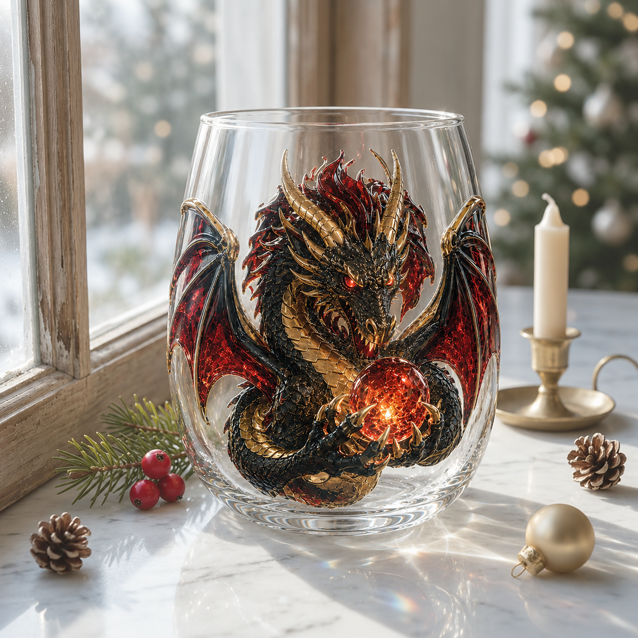 3D Mythic Dragon Glass – Raised Fantasy Collectible Cup