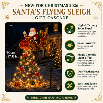 Solar Santa Sleigh Christmas Garden Light – Glowing Gift Cascade