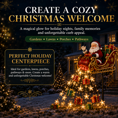 Solar Santa Sleigh Christmas Garden Light – Glowing Gift Cascade