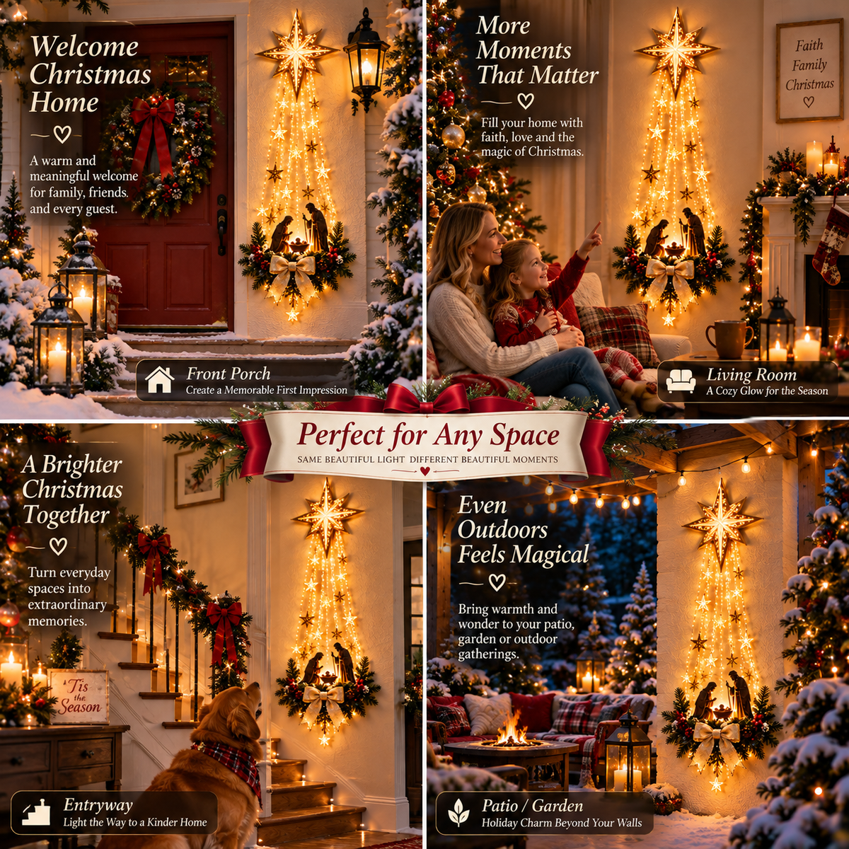 Star of Bethlehem Lighted Nativity Wall Decor – Faith-Inspired Christmas Display