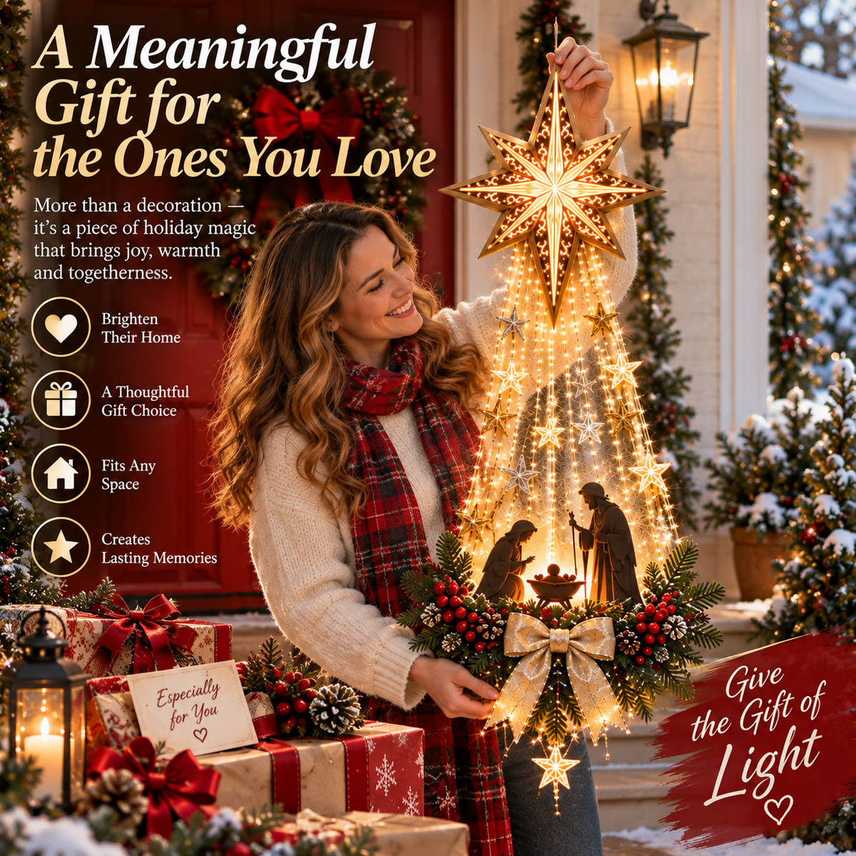 Star of Bethlehem Lighted Nativity Wall Decor – Faith-Inspired Christmas Display