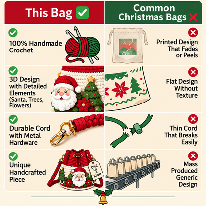 Handmade Christmas Crochet Crossbody Purse — Holiday Gift