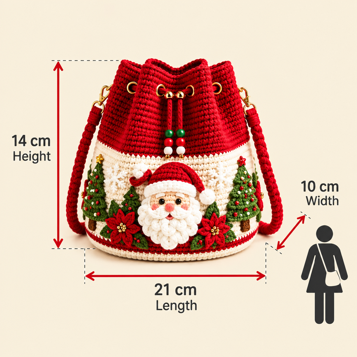 Handmade Christmas Crochet Crossbody Purse — Holiday Gift