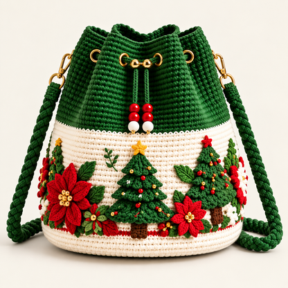 Handmade Christmas Crochet Crossbody Purse — Holiday Gift