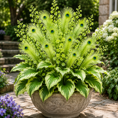 Unverified supplier illustration 7: Peacock Flame Hosta; actual plant appearance not confirmed