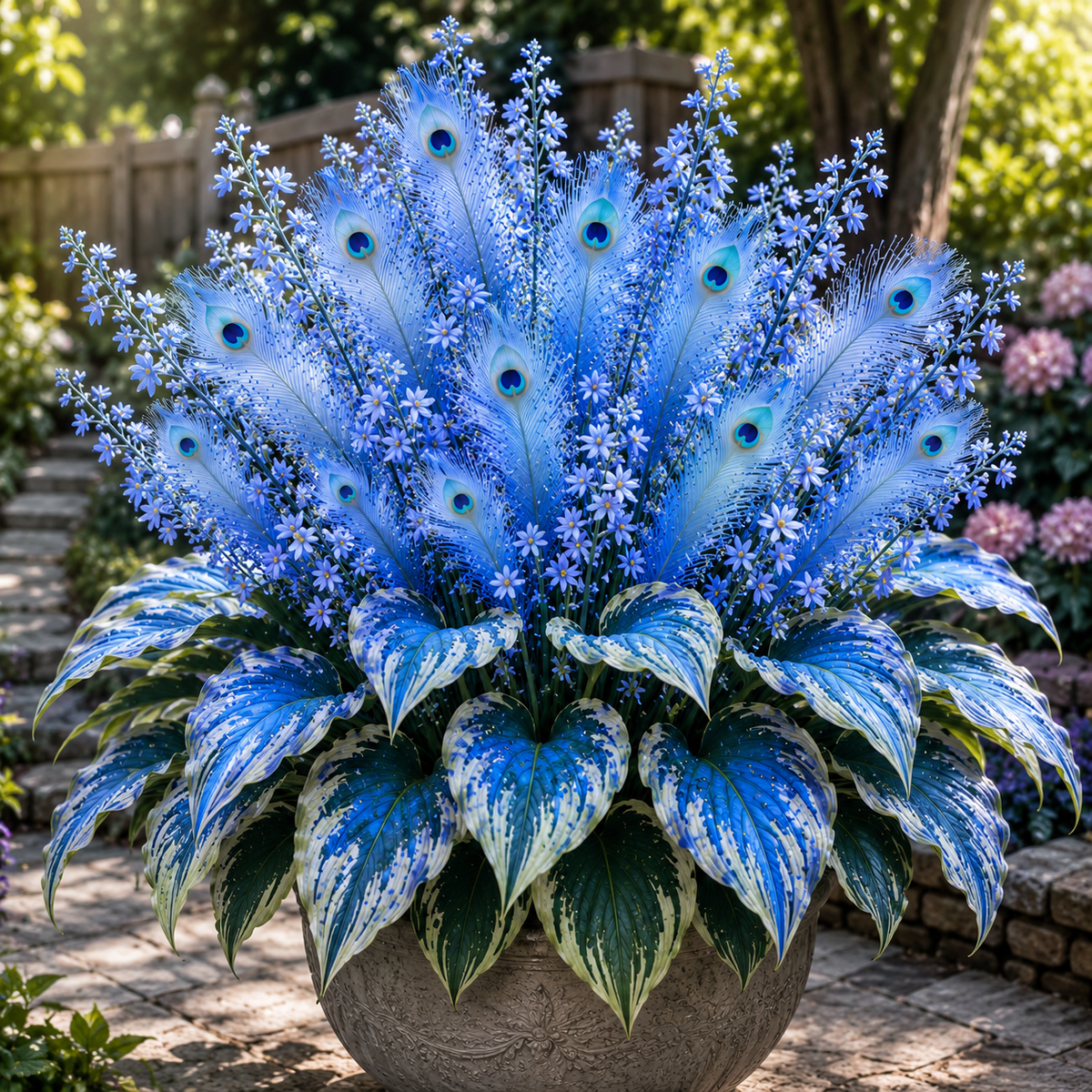 Unverified supplier illustration 8: Peacock Flame Hosta; actual plant appearance not confirmed