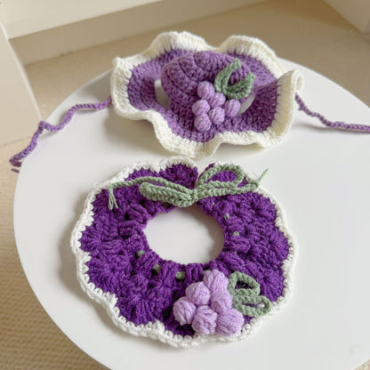 Handmade Crochet Cat Bonnet – Floral Pet Hat for Photos & Special Moments