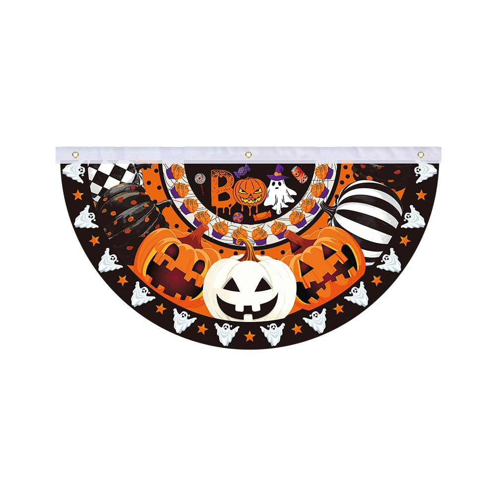 Halloween Half-Round Door Banner – 90×48CM Spooky Front Door Decor