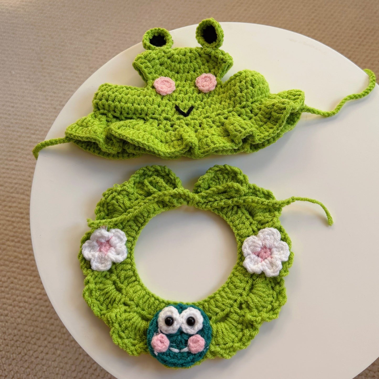Handmade Crochet Cat Bonnet – Floral Pet Hat for Photos & Special Moments