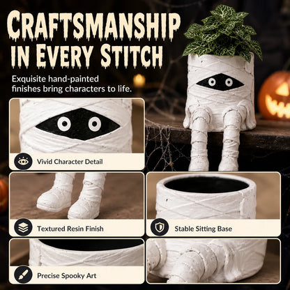 Halloween Hanging Leg Planter – Hand-Painted Resin Succulent Pot