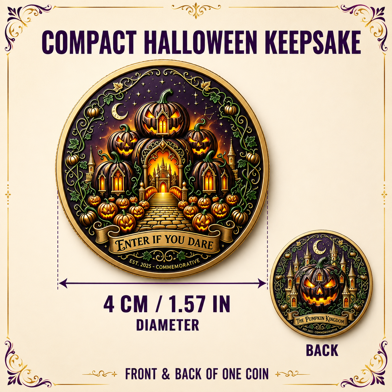 Halloween Pumpkin Kingdom Double-Sided Collectible Coin