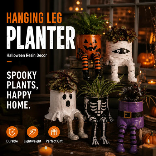 Halloween Hanging Leg Planter – Hand-Painted Resin Succulent Pot