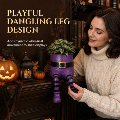 Halloween Hanging Leg Planter – Hand-Painted Resin Succulent Pot