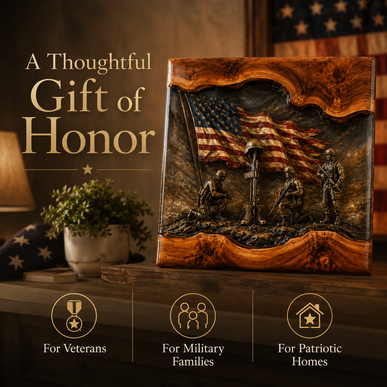 Telaion Vietnam War Veteran Cutting Board – Patriotic Military Tribute Kitchen Board