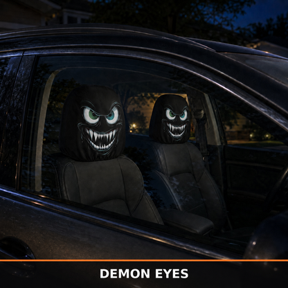 Spooky Grinning Face Halloween Car Headrest Covers – 2 Pack