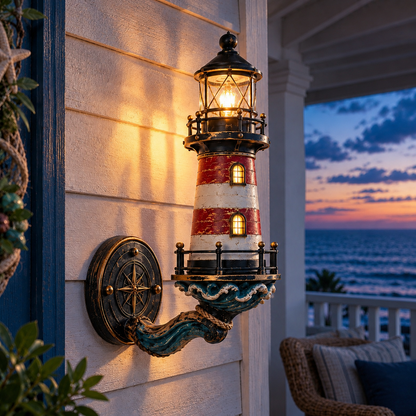 🌊Vintage Coastal Lighthouse Wall Light – Warm Nautical Home Decor
