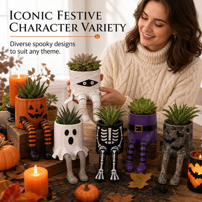 Halloween Hanging Leg Planter – Hand-Painted Resin Succulent Pot