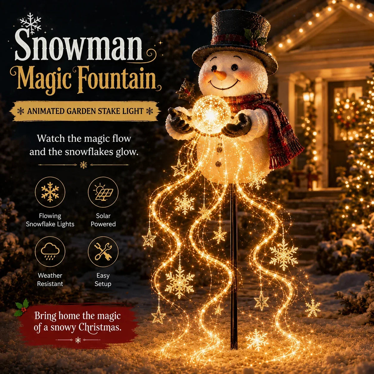 Solar Santa Sleigh Christmas Garden Light – Glowing Gift Cascade